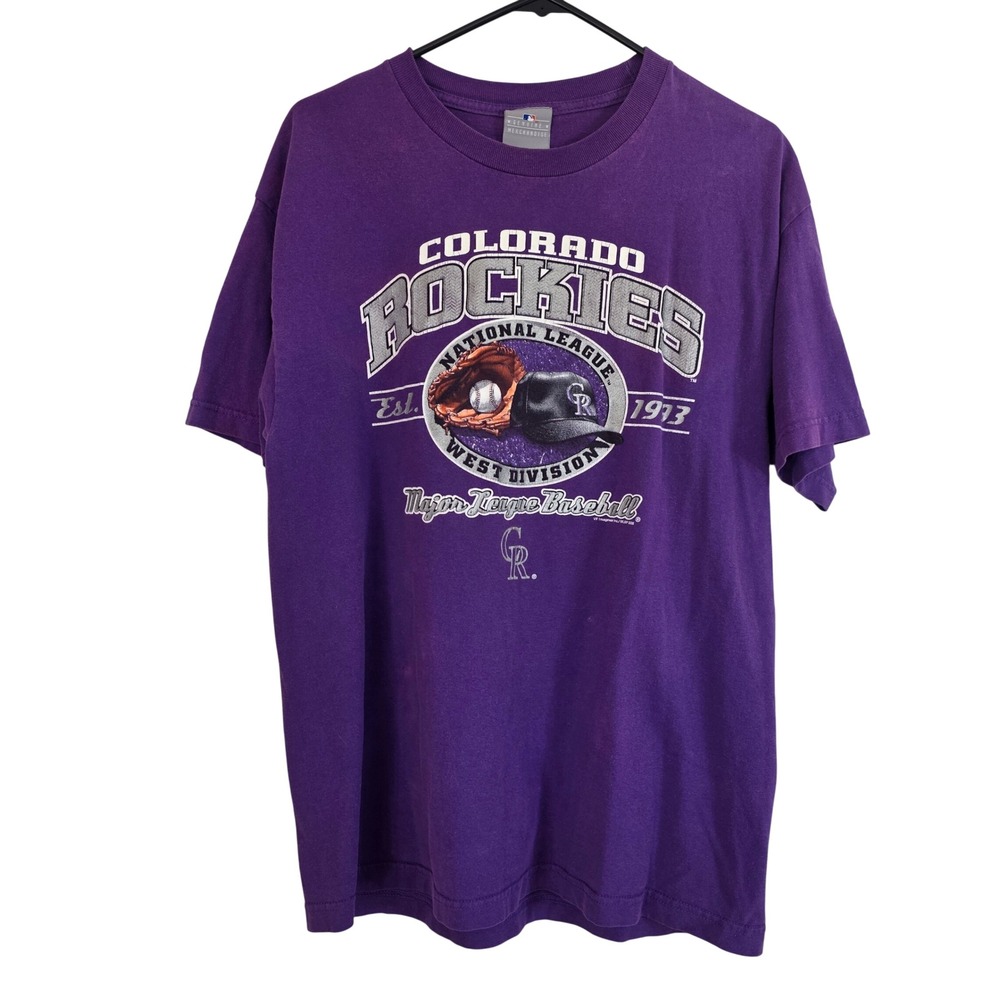 Vintage Colorado Rockies MLB T-Shirt Purple 1993 Inaugural Season Mens Large